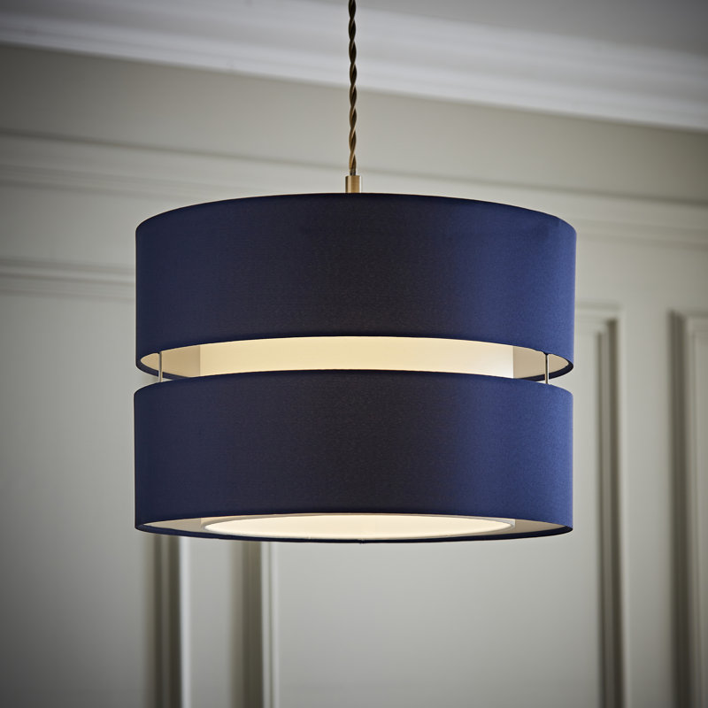 Blended Fabric Drum Pendant Shade, 24cm H x 35cm W x 35cm D, Navy
