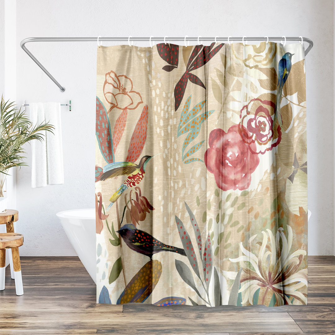 71" x 74" Floral Shower Curtain , Where the Passion Flower Grows Ii by PI Creative Art The Twillery Co.®