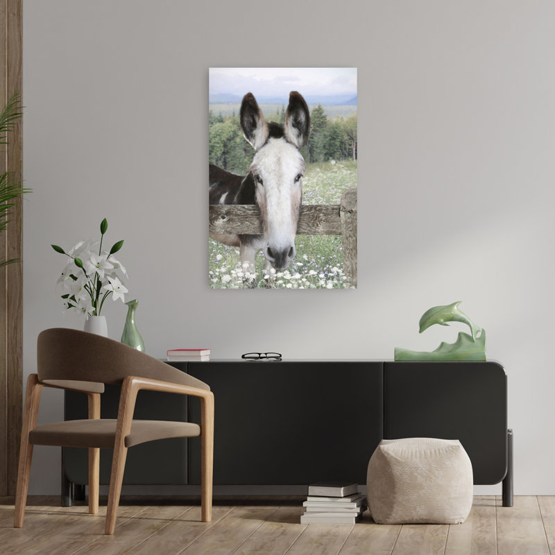«Curious Donkey Abstract Contemporary Horse Landscape Nature», art mural, 36" H x 24" W