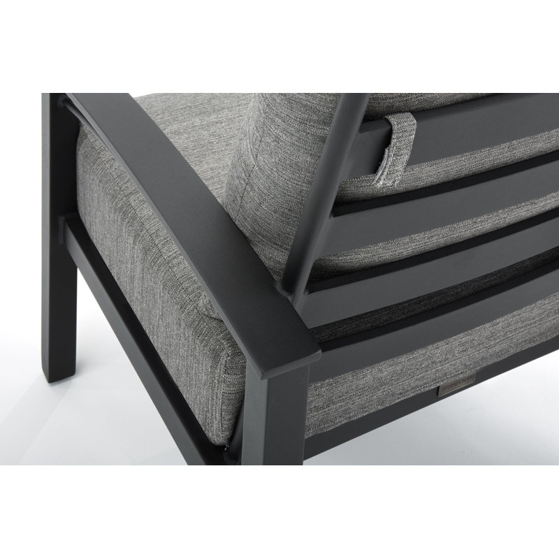 Stanford Cushion Lounge Chair, Textured Pewter, Dark Gray