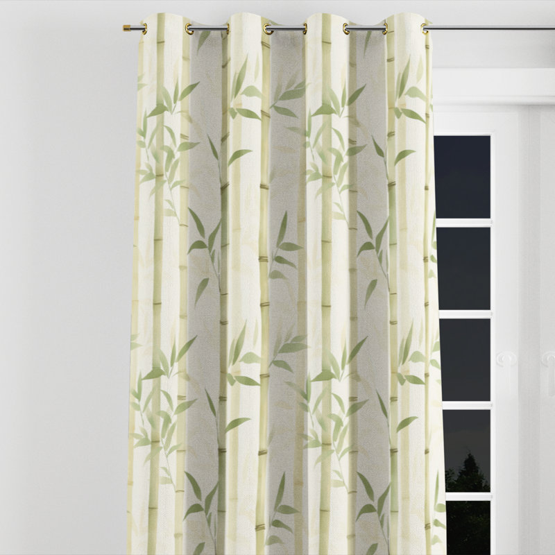 Coastal Curtains - Rideau à œillets vert Botir - 1 panneau, L 52 po x L 120 po, Œillets dorés