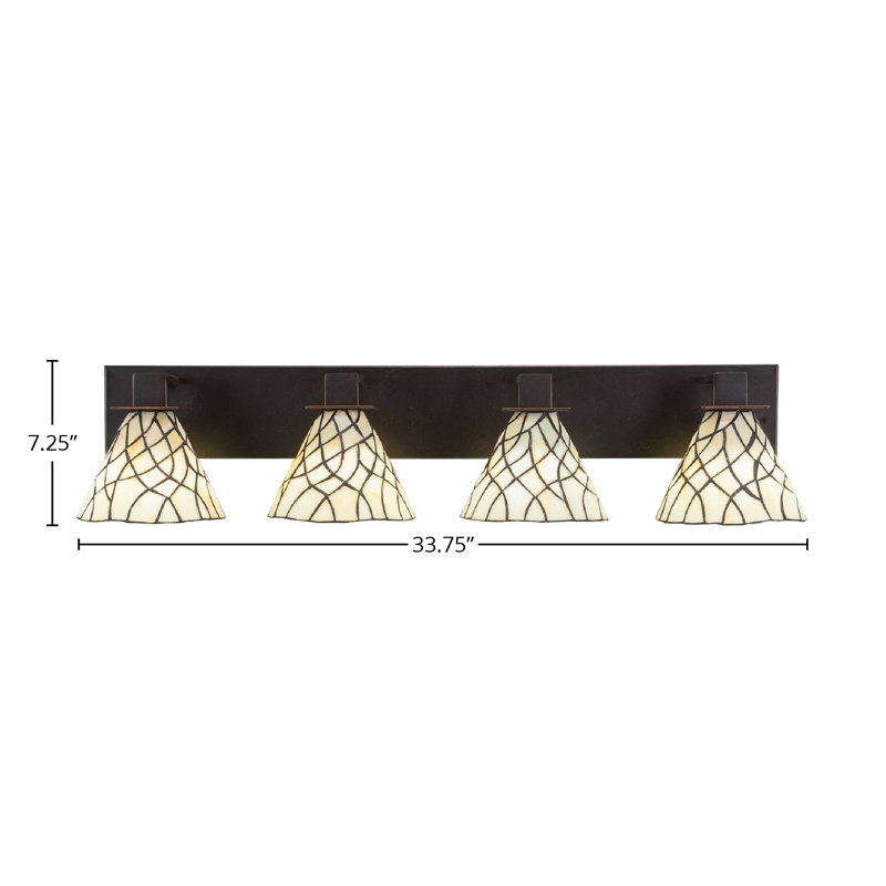 Quattrucci 4 Light Bath Bar Shown In Dark Granite Finish With 7" Sandhill Art Glass