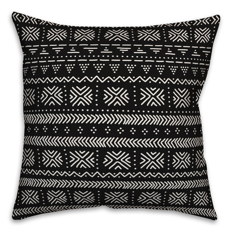 Throw Pillow, 20" x 20", Black/White Geometric 3