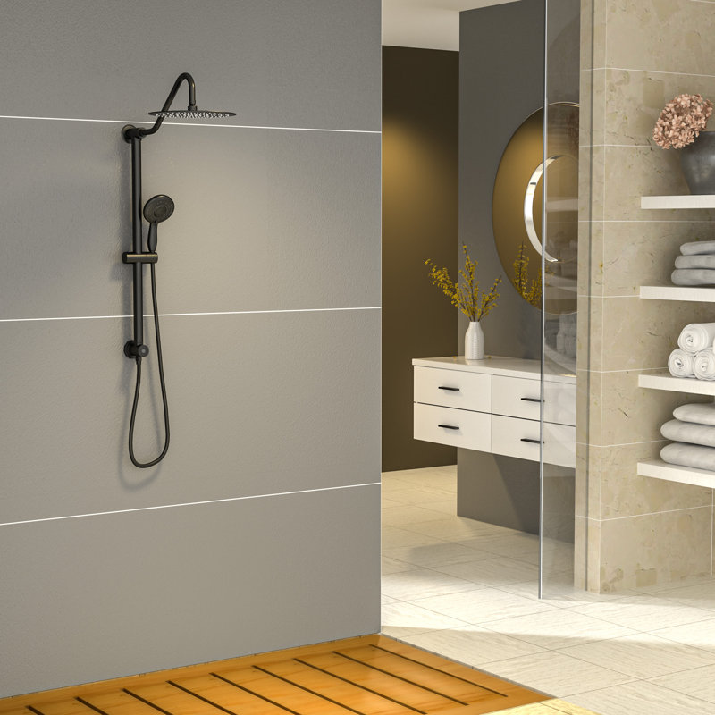 Pomme de douche 5 fonctions 10 po, Noir mat