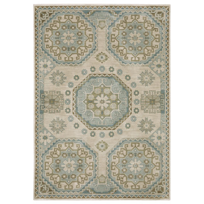 Tapis beige / bleu sarcelle Graicyn