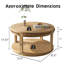 Table basse ronde en bois massif de 80 cm (31,5 pouces) - Plateau épais à deux niveaux, pieds robustes, table ronde pour salon (bois naturel)-333367497