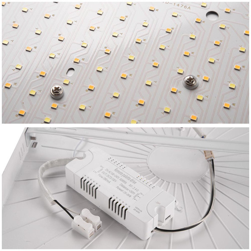 36W Dimmable LED Ceiling Light 3000 to 6000K Square Flush Mount Remote Lamp