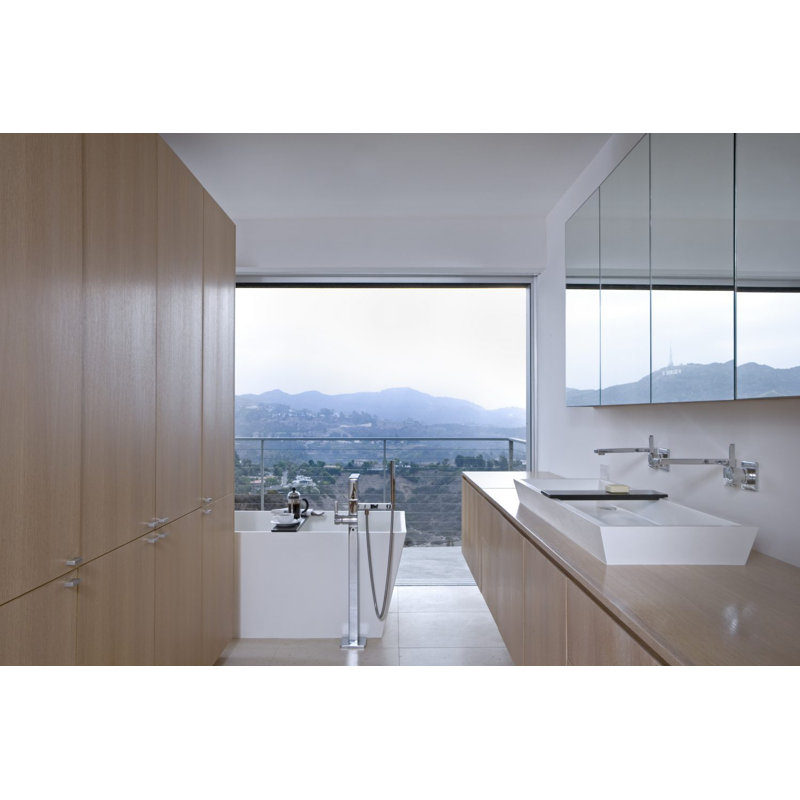 Cube 60'' L Freestanding Soaking Bathtub, White True High Gloss, Brushed Nickel