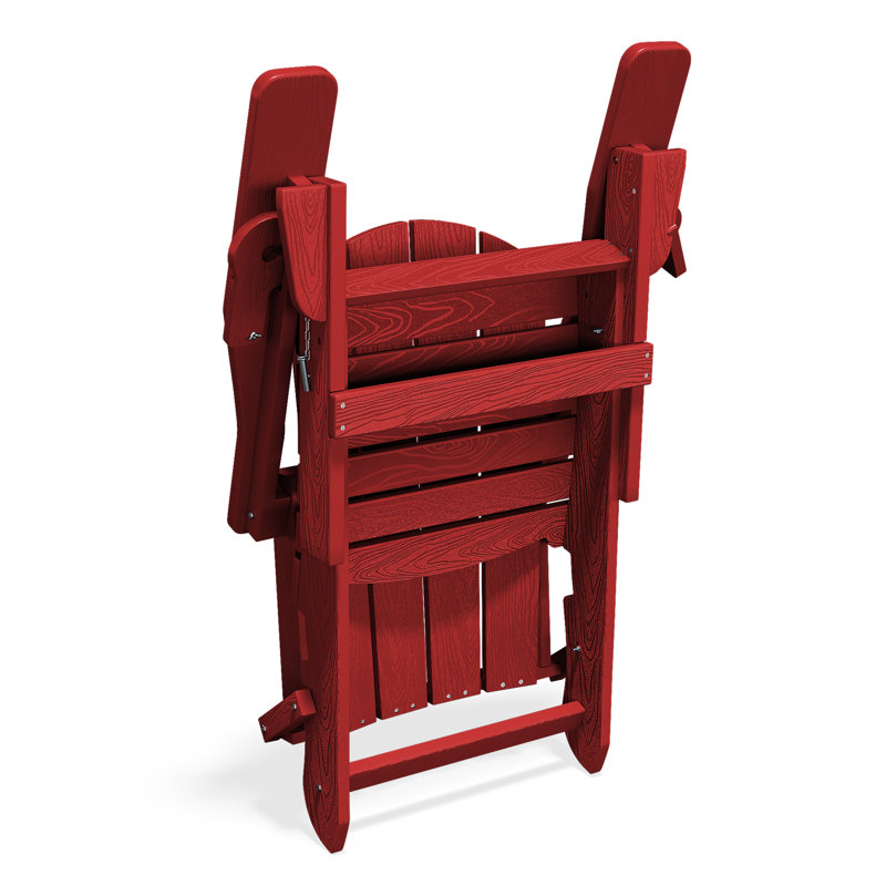 Wolak High Density Polyethylene Folding Adirondack Chair With Double Cup Holder, Dark Red