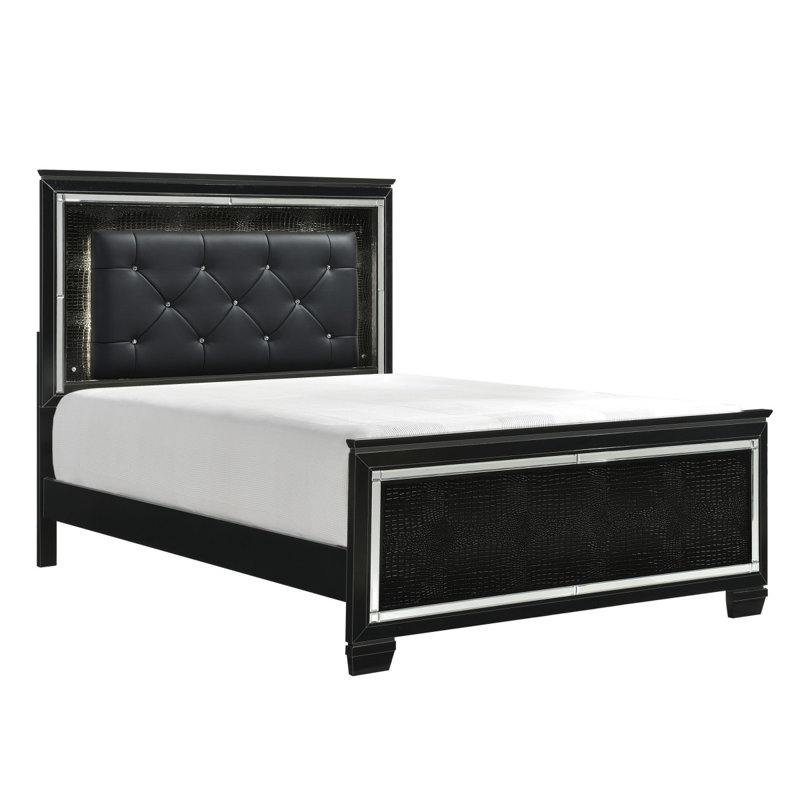 Oscar Upholstered Standard Bed, Black, Full / Double