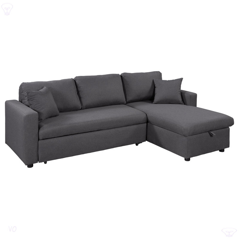 Canapé-lit modulaire rembourré avec espace de rangement et 2 coussins décoratifs Upholstery