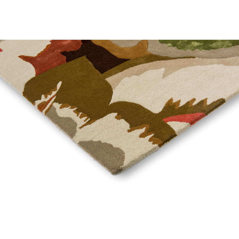 Calathea Hand Tufted Wool/Rayon/Viscose Abstract Area Rug in Amber/Brazillian Rosewood, Rectangle 4'7" x 6'7"
