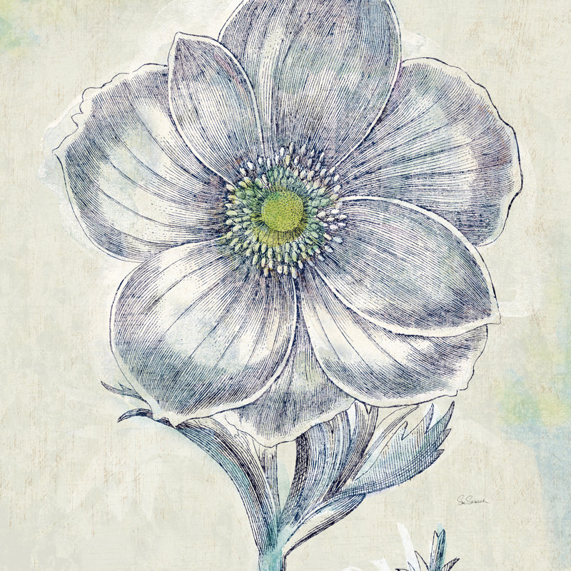 «Belle Fleur II» par Sue Schlabach, peinture sur toile tendue, H 12 po x l 12 po, Non, Toile tendue
