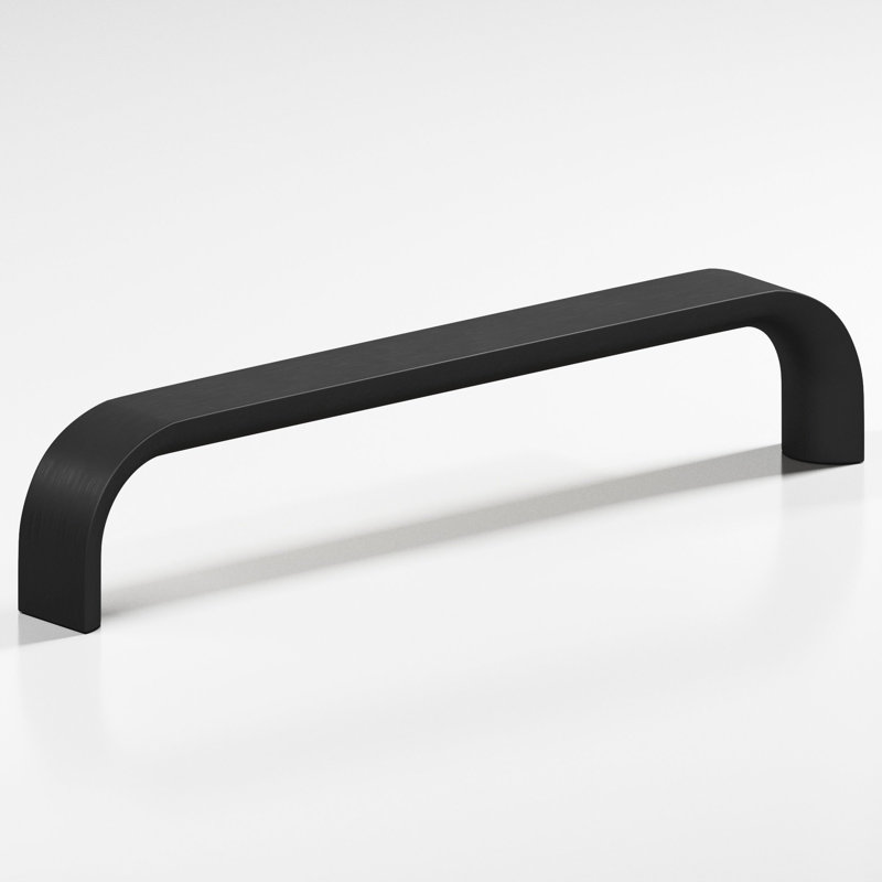 Poignée d'armoire demi-ronde, Noir satiné mat, 4"