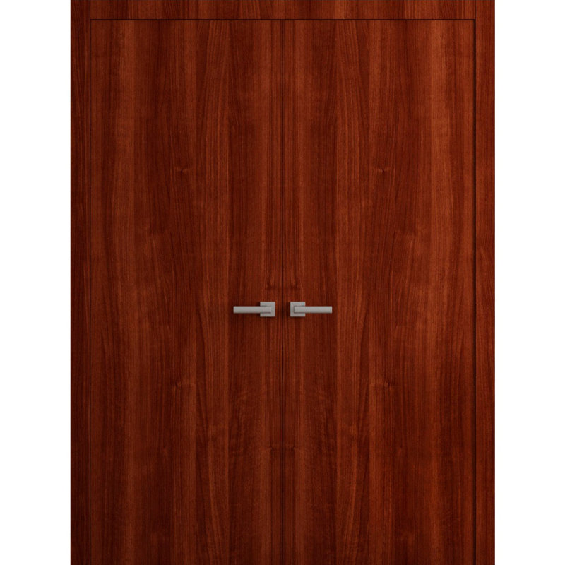 Portes doubles intérieures intérieures - Essentiel 8001 - Cadre de panneau intérieur en bois massif - Portes de chambre à coucher pour garde-robe moderne