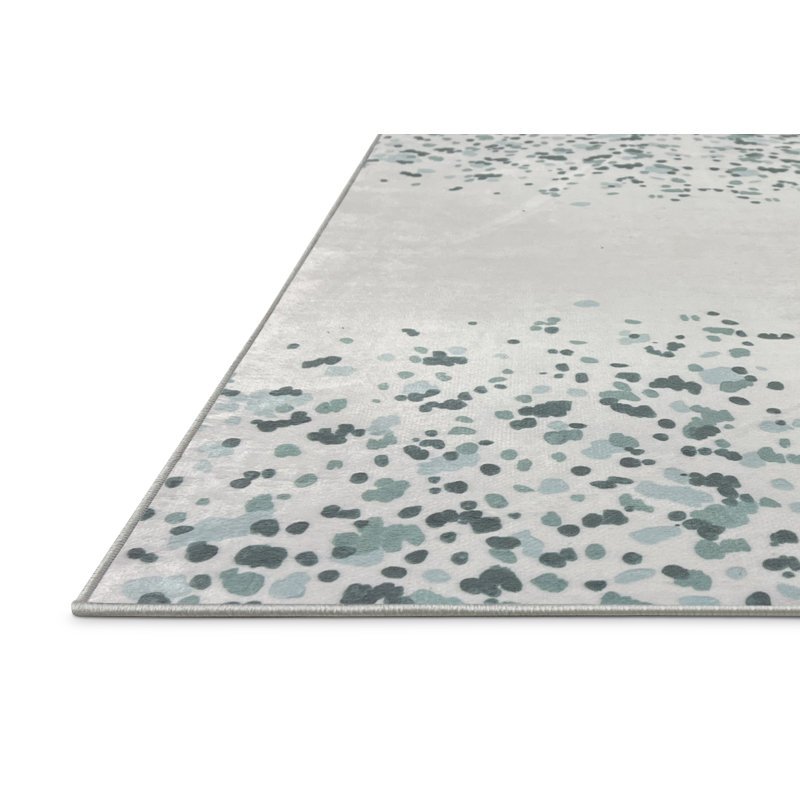Tapis rectangulaire en polyester tissé à la machine en vert malachite, Rectangle 7 pi x 9 pi