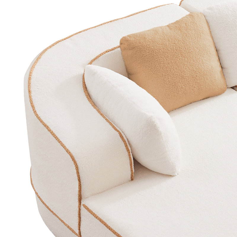 Canapé modulaire en forme de L rembourré en tissu et rembourré en forme de L Modern, Orienté à droite, Ourson blanc