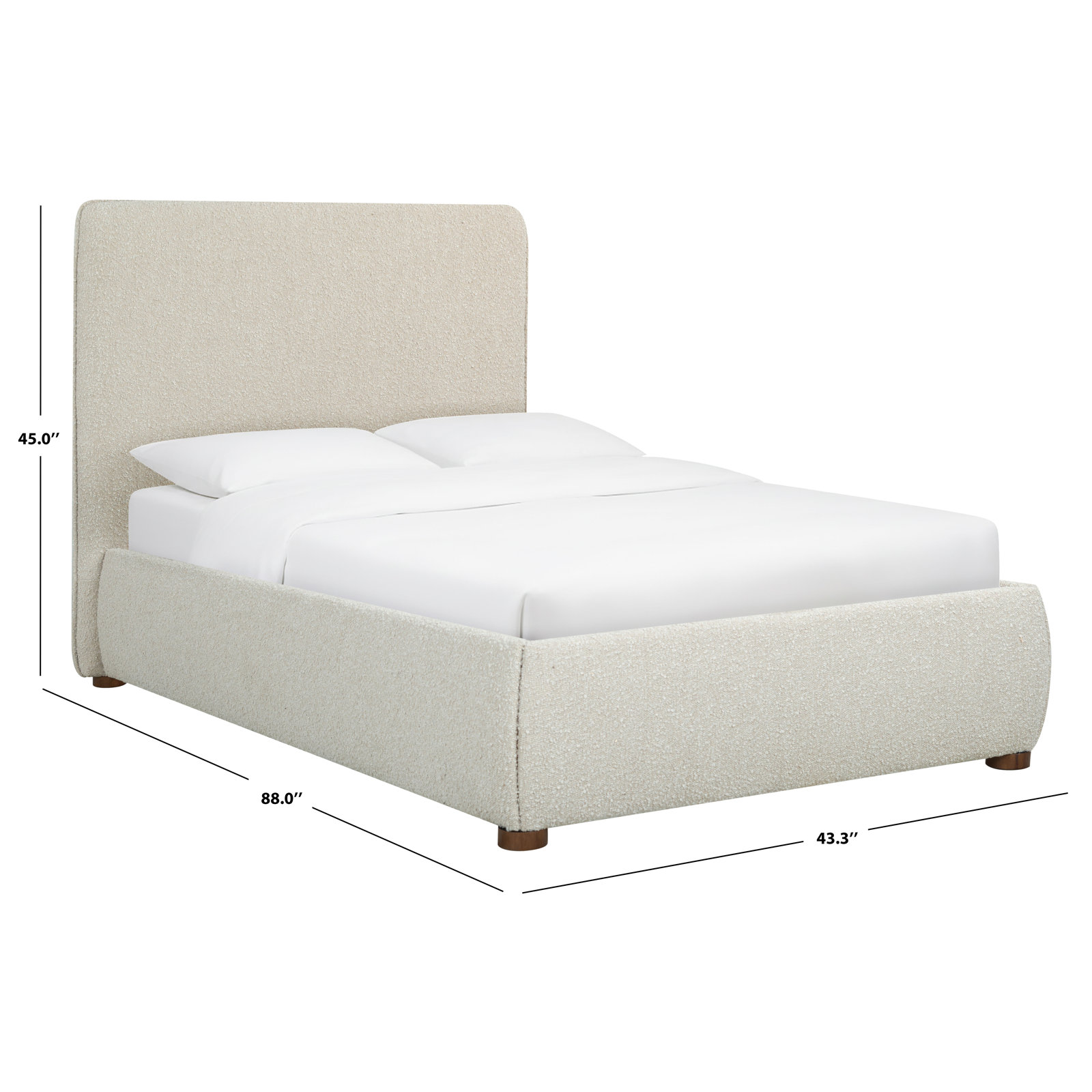 Callahan Upholstered Bed, Light Beige Boucle, Twin
