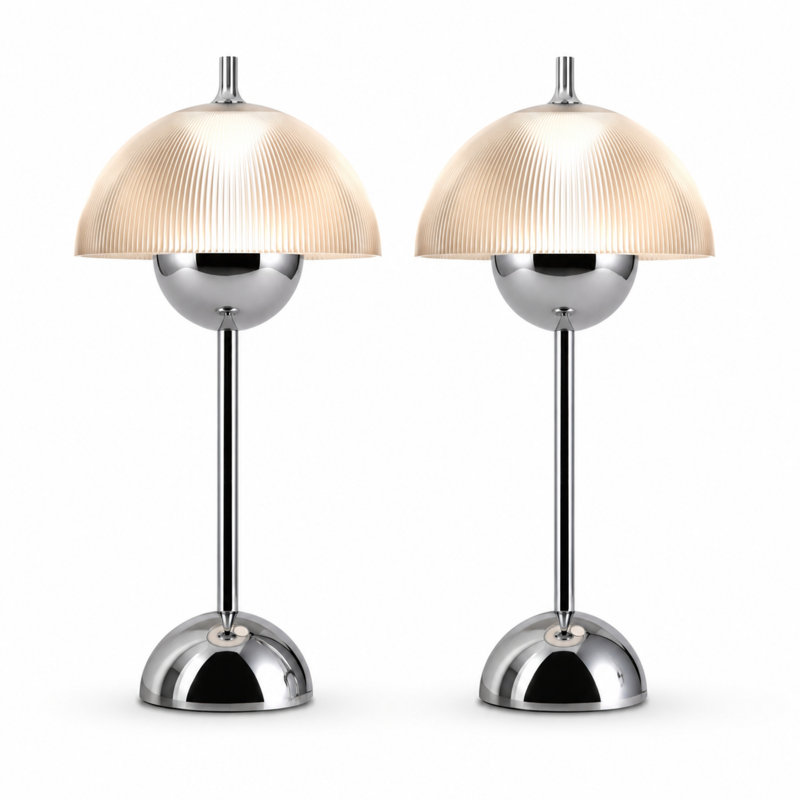 Set of 2 Modern Chrome Table Lamps