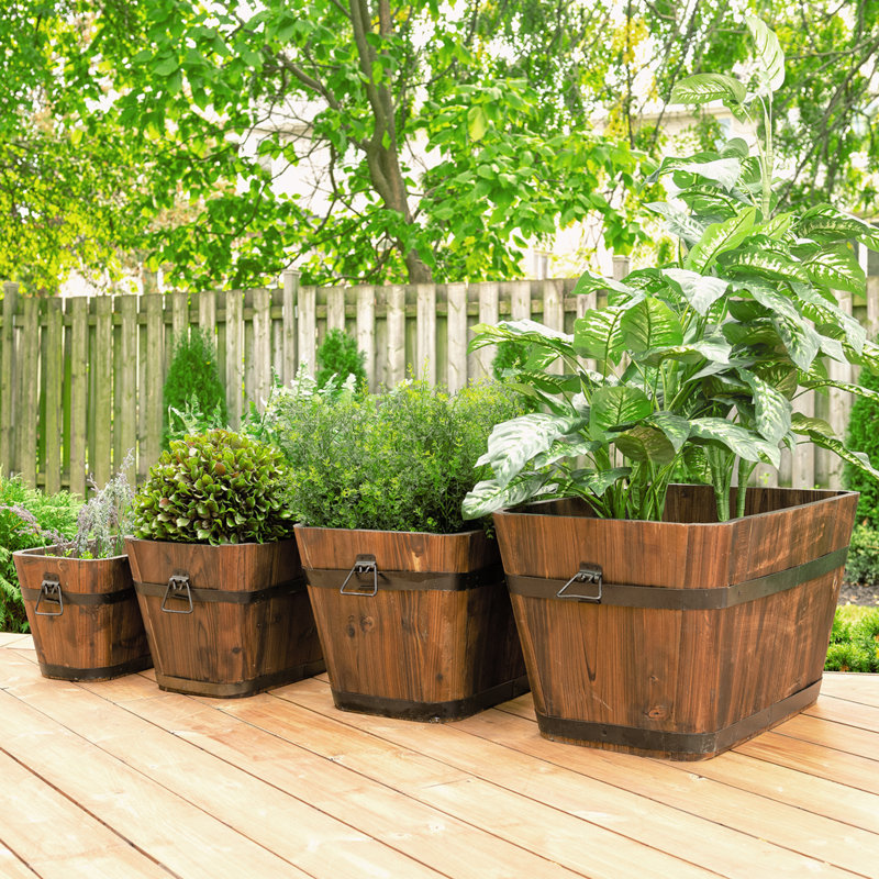 Barrel Style Planters Wood Barrel Planter