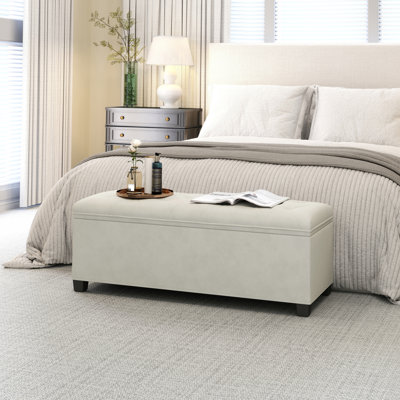 Banc de rangement avec repose-pieds, repose-pieds avec pieds, 15,7 po x 43 po x 15,4 po, banc de bout de lit, coffre de rangement, charge jusqu'à 660 lb, pour le salon, la chambre à coucher, le vestibule