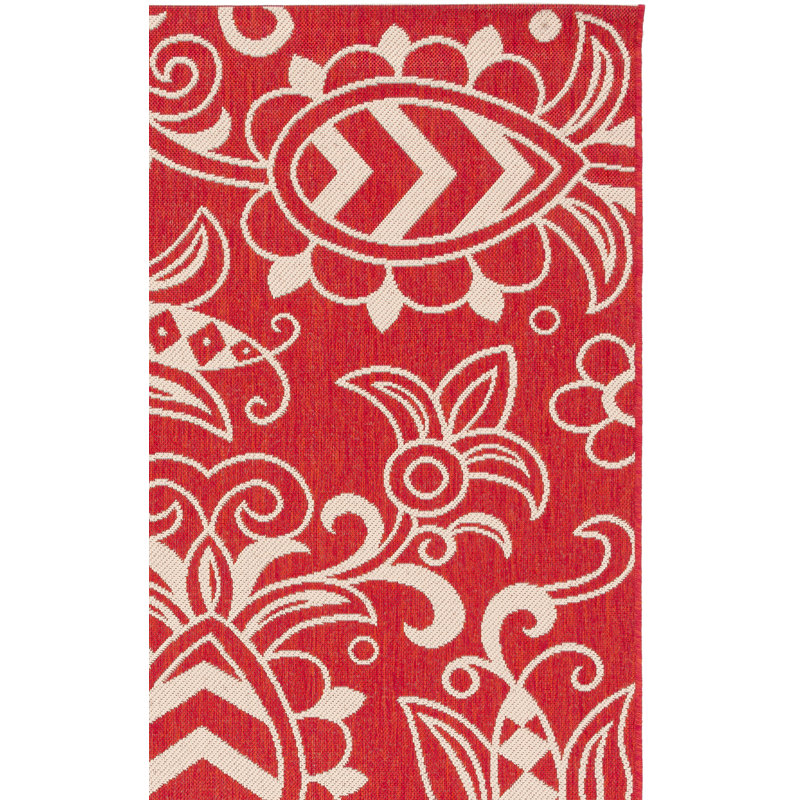 Tapis d'intérieur / extérieur à motif floral Peoria, Carré 6 pi 7 po
