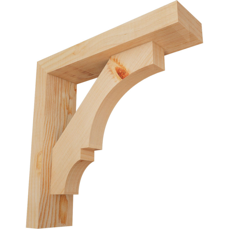 3 1/2"W x 14"D x 14"H Balboa Block Smooth Bracket w/ Offset Brace, Douglas Fir, 14 x 14, 3 1/2"W Douglas Fir (Smooth)