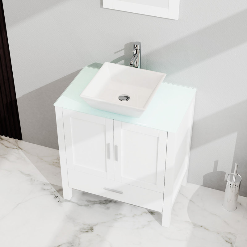 Armoire de meuble-lavabo 30 po avec miroir 30 po, Blanc