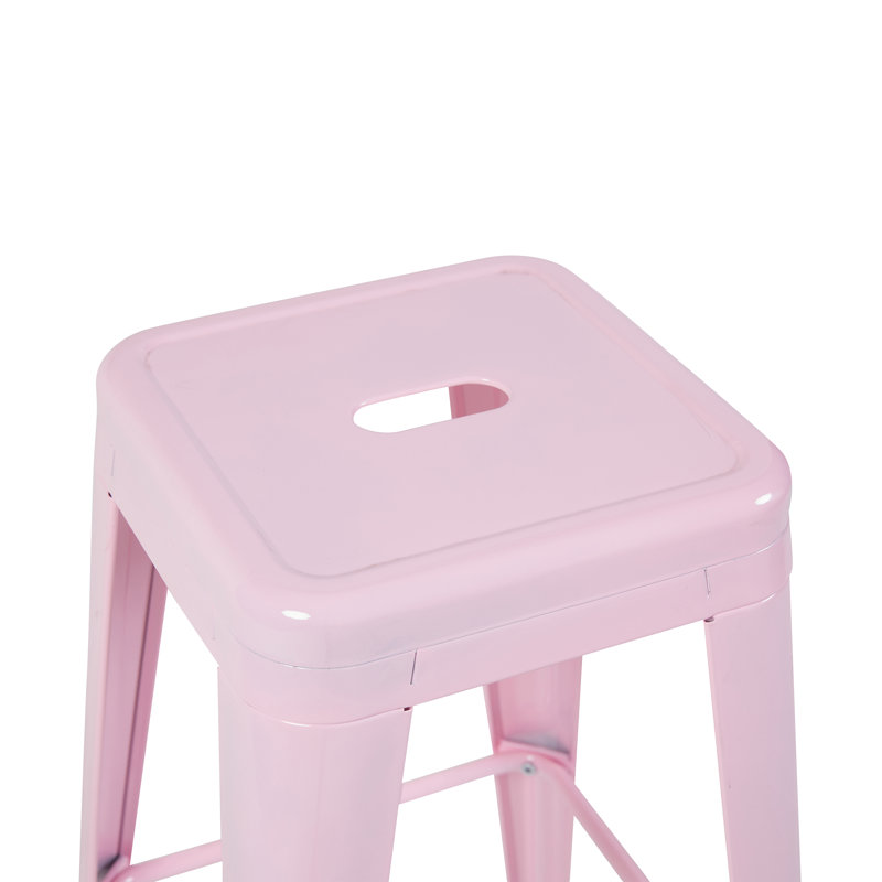  Ensemble de 4 tabourets de comptoir en métal de 24 pouces, ensemble de 4 tabourets empilables intérieur / extérieur, rose, 4