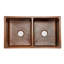 33" Hammered Copper 50/50 Double Basin Kitchen Sink