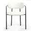 Ensemble de 2 chaises de salle à manger en tissu beige avec accoudoirs et pieds en fer noir Bedivere