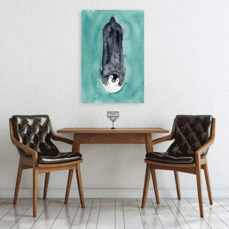 «Underwater Penguin Play Playful Contemporary Bird Penguin Ocean Wildlife», reproduction d'art murale, 36" H x 24" W
