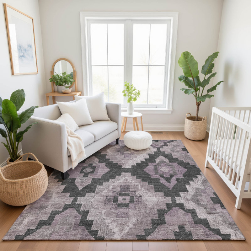 Tapis aztèque Jakiyra AMF1894 lavable à la machine de qualité supérieure, Rectangle 10 pi x 14 pi