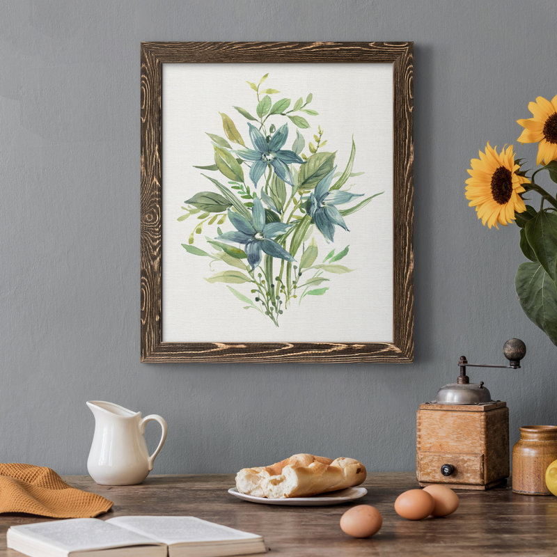 «Greenery I» - Peinture sur toile encadrée, Noyer, H 44 po x l 31 po x P 1 po