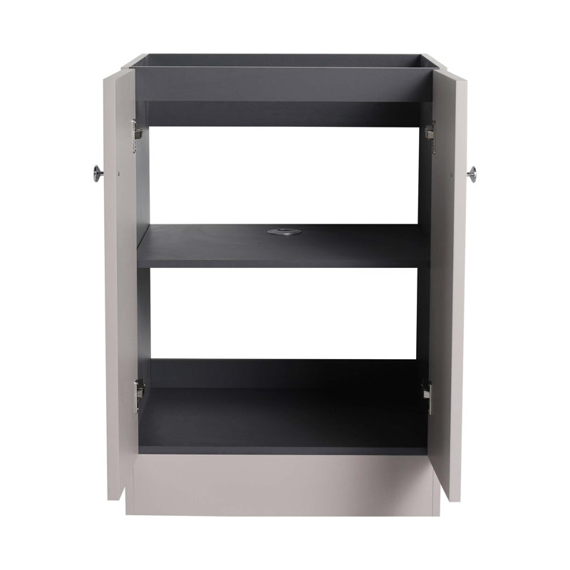 Meuble-lavabo autoportant de 24 po et 2 portes d'armoire à fermeture en douceur - sans le lavabo