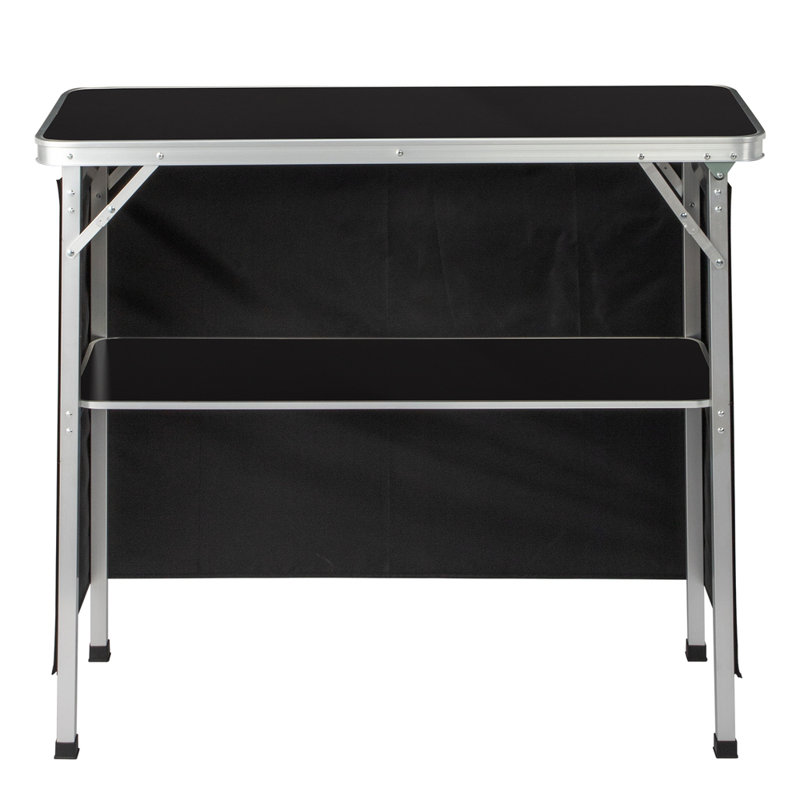 Table de bar pliante portative noire avec tablette: Podium professionnel pour événements et fêtes