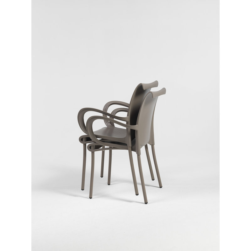 Achaia Stacking Patio Dining Armchair with Cushion, Antracite
