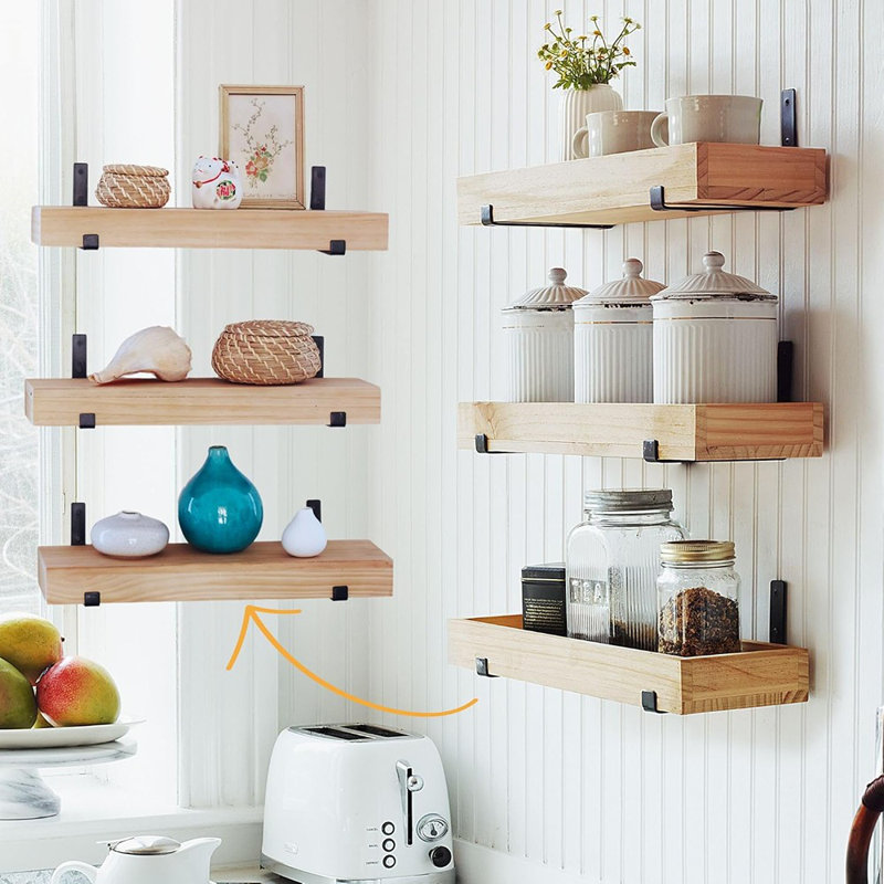 Ensemble de tablettes murales en bois à 3 niveaux pour la chambre de bébé, la salle de bain, la cuisine et le salon, pouvant être utilisé comme plateau ou tablette de présentation