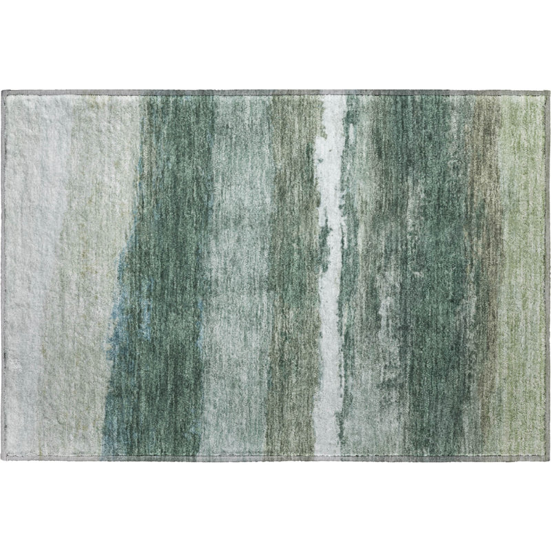 Premium Machine Washable Mayfield Striped Rug, 1'8" x 2'6", Aloe