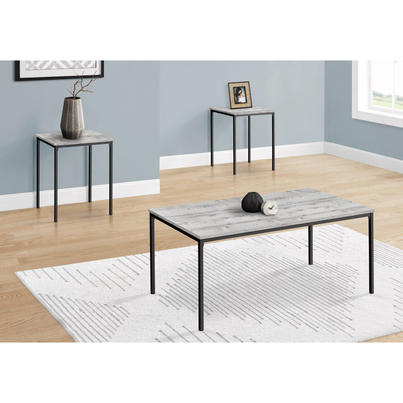 Ensemble de table, 3 pièces, métal, contemporain, Gris
