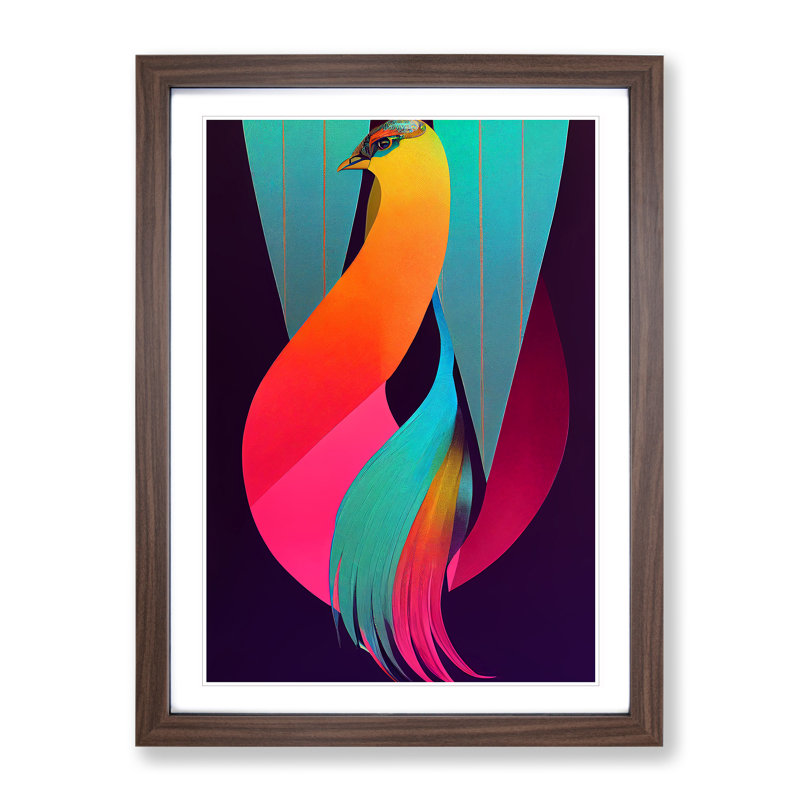 Abstract Bird No.5 - Wall Art, 34cm H x 25cm W x 2cm D, Walnut Framed
