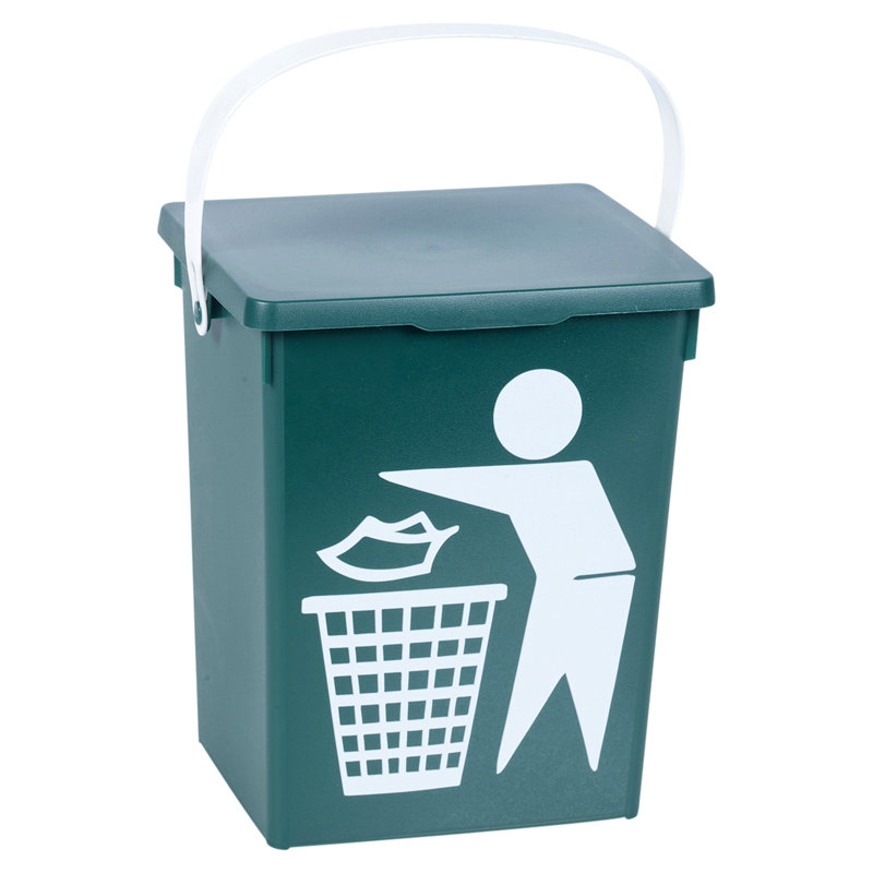 Elizabeth Street Plastic Manual Lift Waste Bin, 5L, Green