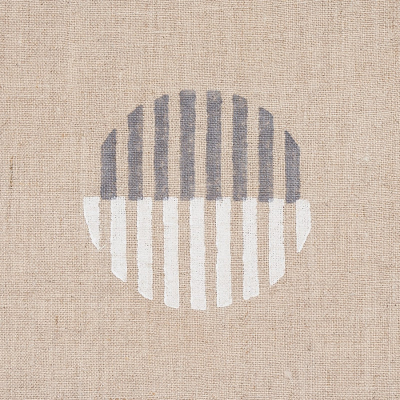 Ando Hand Block Print Fabric, Ivory/Charcoal