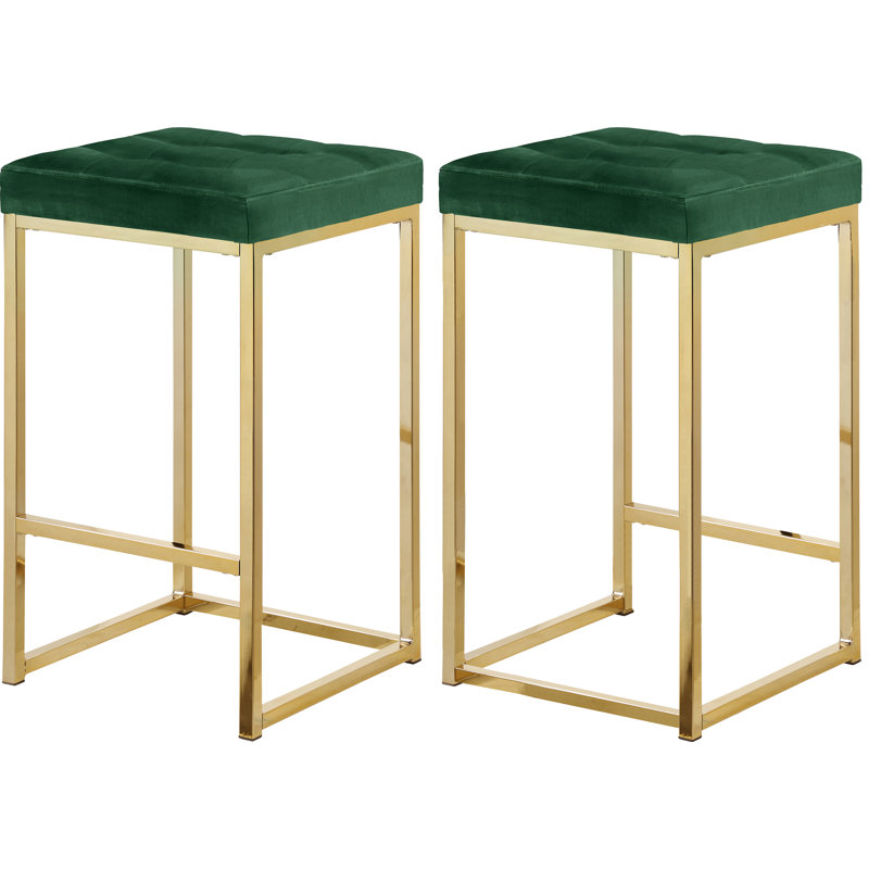 Tabouret de comptoir 26,5 po Sadler, Or, Velours vert