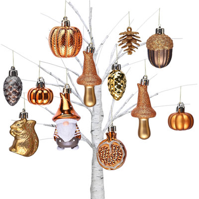  Ornements d'automne décorations d'arbre pour la maison, ornements d'automne incassables pour petit arbre 12 carats, décoration de gnome boule de Noël automne suspendu