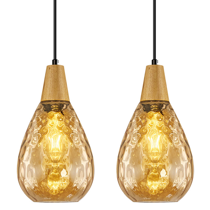 Luminaire suspendu moderne en verre pour îlot de cuisine avec îlot de cuisine E26, Ambre