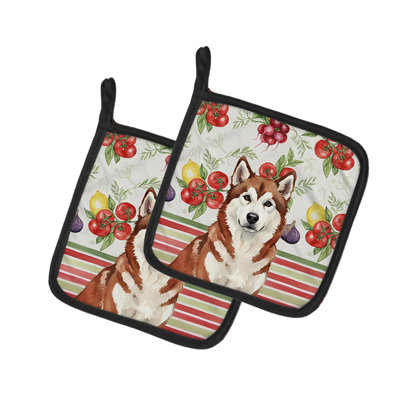 Paire de poignées rouges et blanches en Alaska Malamute
