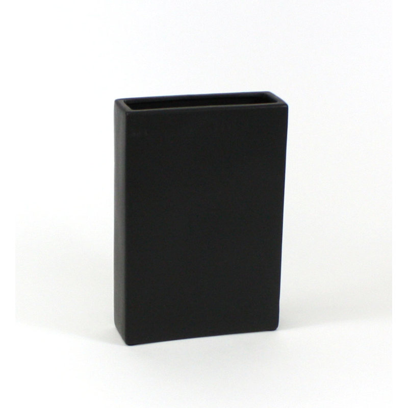 Vase de table plat rectangulaire en céramique, Noir, H 12 po x l 8 po x P 2,5 po