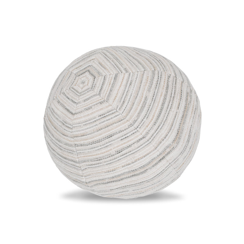 Luxe Stripe Orb Circular Indoor/Outdoor Pillow Cover & Insert, White/Gray