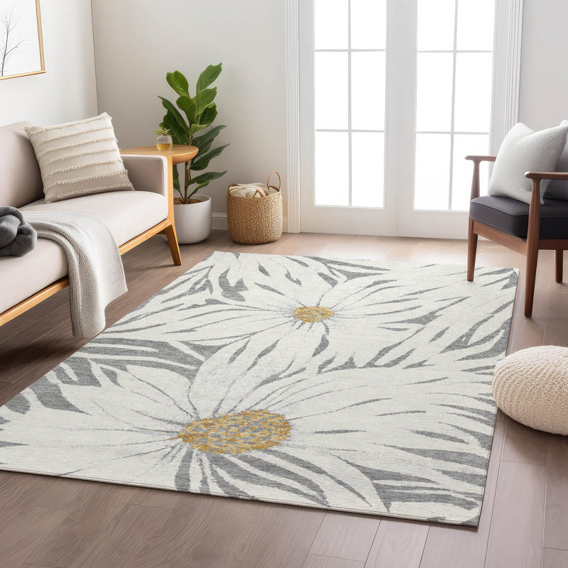Machine Washable Indoor/Outdoor Oliveras ACN2263 Floral Rug, Rectangle 2'6" x 3'10"